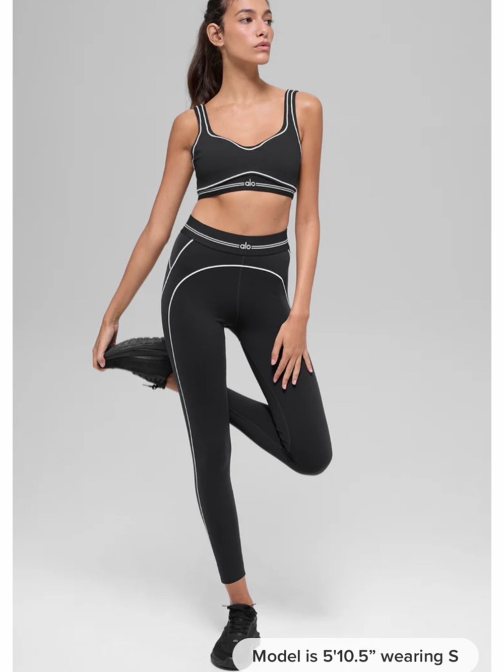 ALO Yoga Black & White Seam Detail Sports Bra